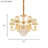 Modern 3-Tier Gold Crystal Chandelier With Conic Shade - 6/8 Heads Perfect For Living Room