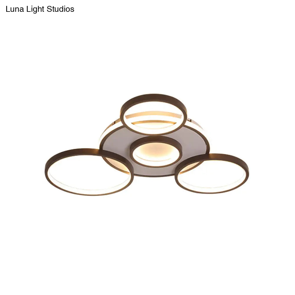 Modern 4/5 - Halo Ring Black Led Flush Mount Light Fixture Warm/White 27.5’/33.5’W
