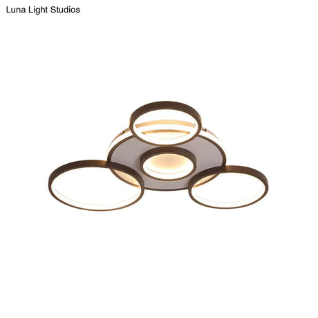 Modern 4/5 - Halo Ring Black Led Flush Mount Light Fixture Warm/White 27.5’/33.5’W