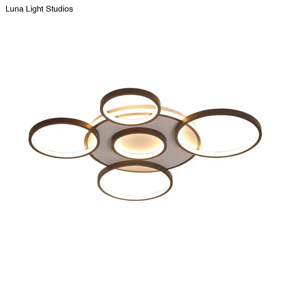 Modern 4/5 - Halo Ring Black Led Flush Mount Light Fixture Warm/White 27.5’/33.5’W