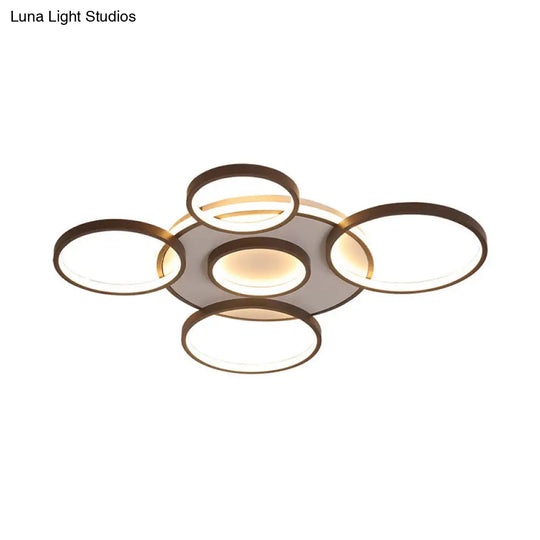 Modern 4/5 - Halo Ring Black Led Flush Mount Light Fixture Warm/White 27.5’/33.5’W