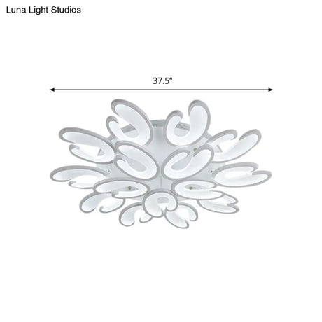 Modern 4/6/9 - Head U - Shaped Acrylic Shade Flush Mount Ceiling Light In White – Warm/White/Natural