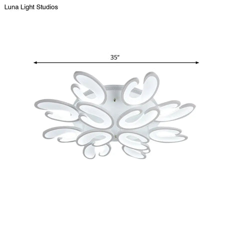 Modern 4/6/9 - Head U - Shaped Acrylic Shade Flush Mount Ceiling Light In White – Warm/White/Natural