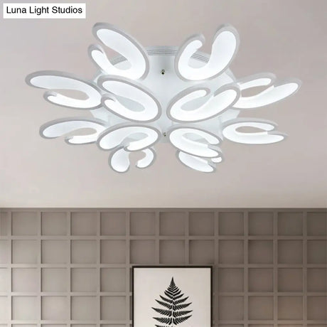 Modern 4/6/9 - Head U - Shaped Acrylic Shade Flush Mount Ceiling Light In White – Warm/White/Natural