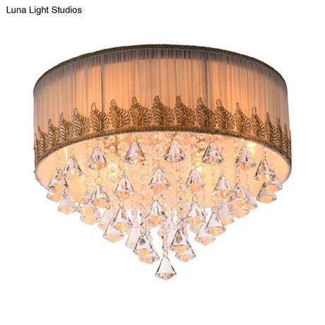 Modern 4 - Light Braided Trim Ceiling Lamp With Crystal Diamond Drape