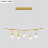 Modern 5-Bulb Gold Island Pendant Light With Clear Glass Shade