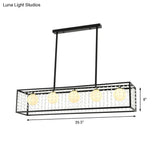 Modern 5-Head Black Island Light With White Glass And Crystal Shade