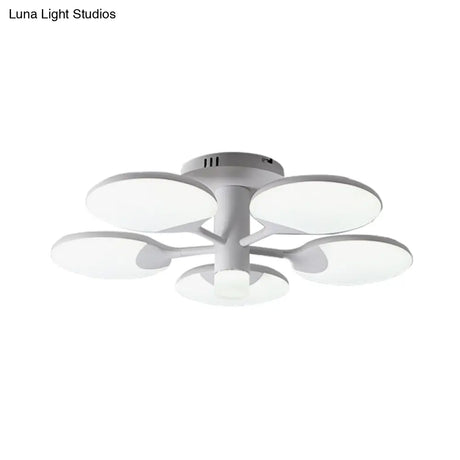 Modern 5 - Light Flush Led Ceiling Fixture With Acrylic Shade - White Table Tennis Theme