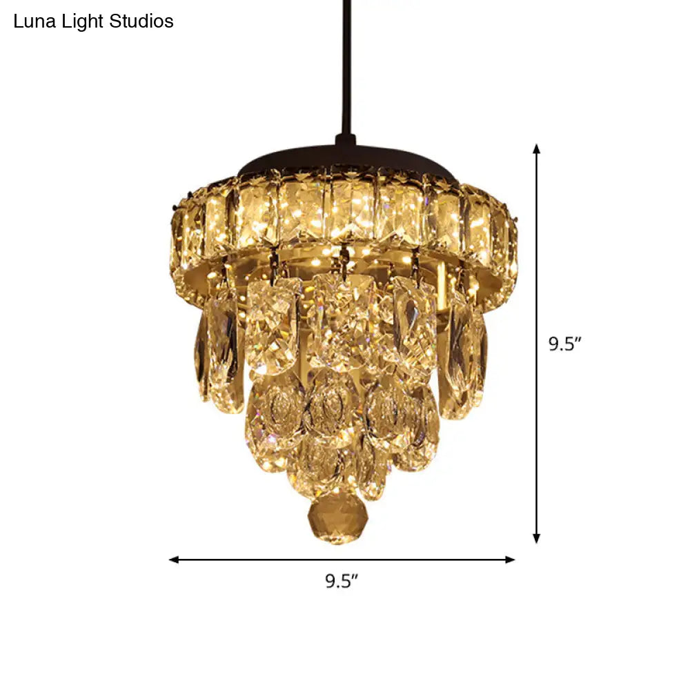 Modern 5-Tier 1-Light Mini Pendant Lamp With Clear Crystal Suspension