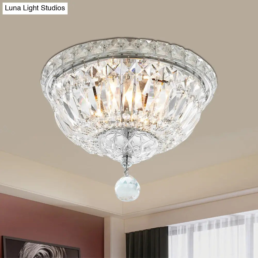 Modern 6-Light Clear Crystal Flush Mount Ceiling Lamp Fixture
