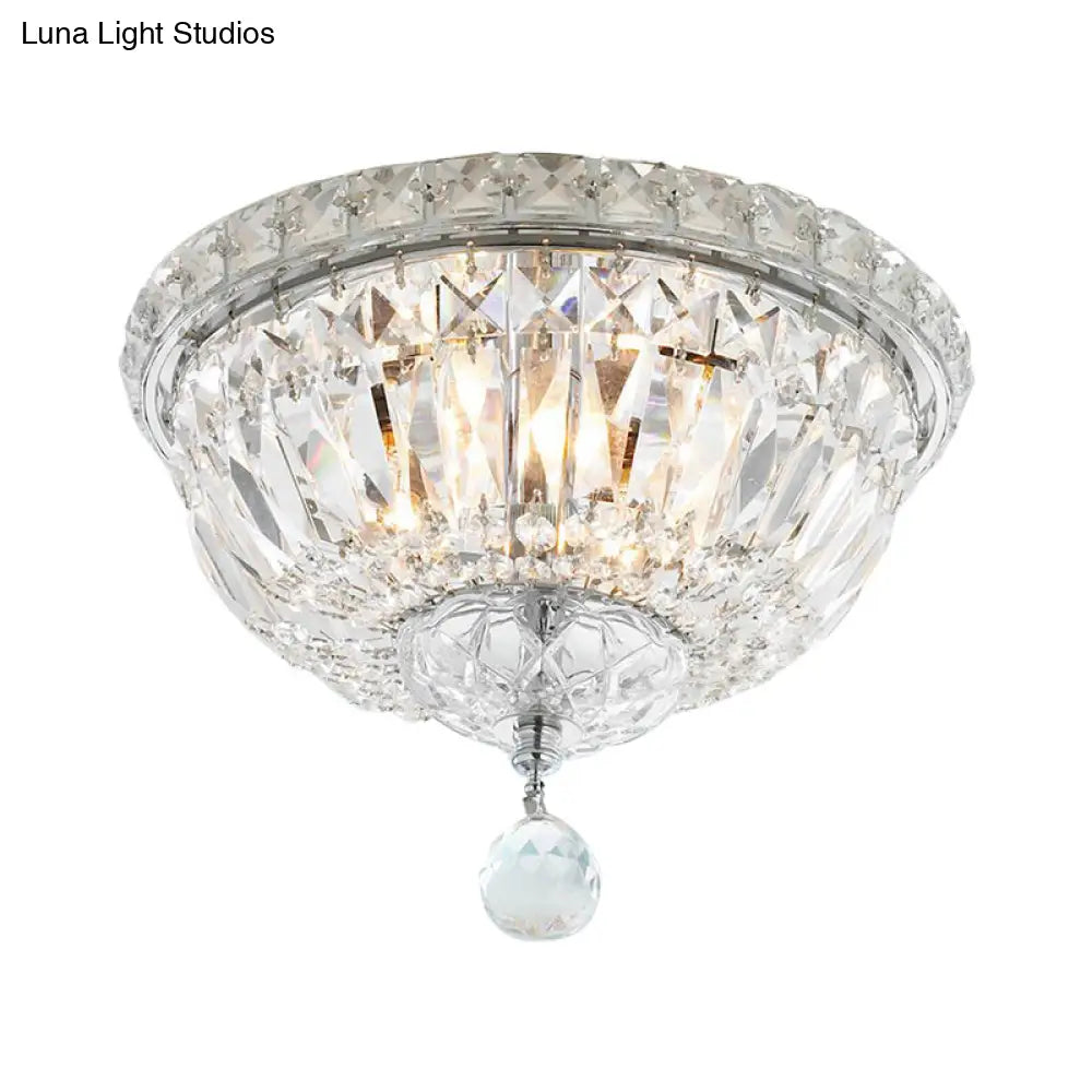 Modern 6-Light Clear Crystal Flush Mount Ceiling Lamp Fixture