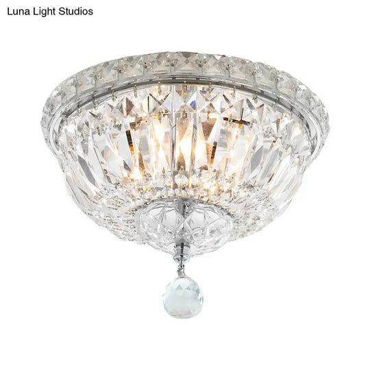 Modern 6-Light Clear Crystal Flush Mount Ceiling Lamp Fixture