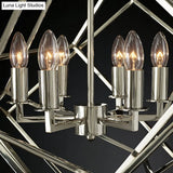 Modern 6-Light Geometric Metal Chandelier For Living Room - Brass/Chrome Pendant Lighting
