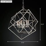 Modern 6-Light Geometric Metal Chandelier For Living Room - Brass/Chrome Pendant Lighting