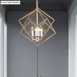Modern 6-Light Geometric Metal Chandelier For Living Room - Brass/Chrome Pendant Lighting