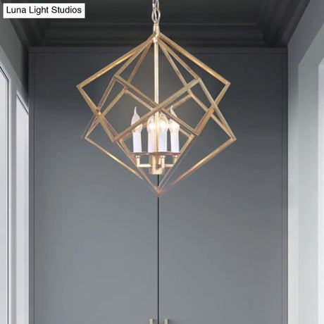 Modern 6-Light Geometric Metal Chandelier For Living Room - Brass/Chrome Pendant Lighting