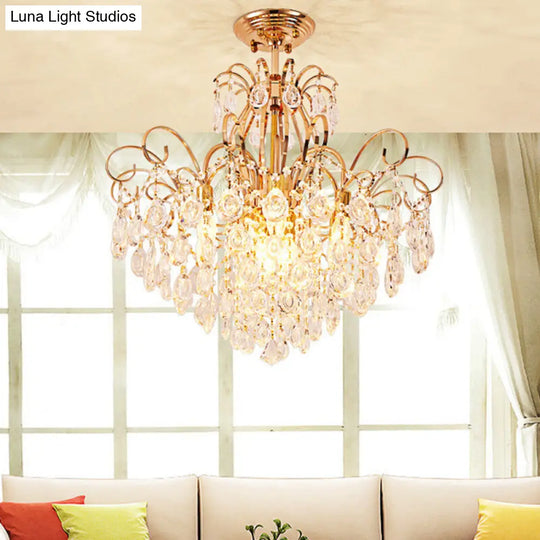 Modern 7-Light Gold Ceiling Flush Mount Fixture For Living Room - Sleek & Stylish