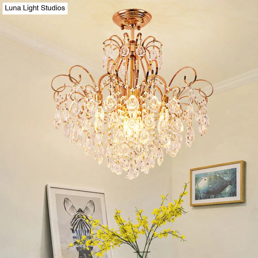 Modern 7-Light Gold Ceiling Flush Mount Fixture For Living Room - Sleek & Stylish