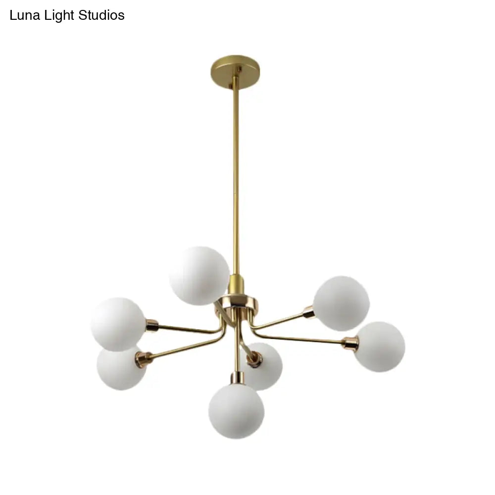 Modern 7-Light Opal Glass Chandelier In Black/Coffee/Gold Finish