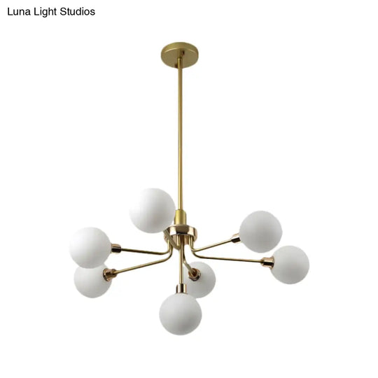 Modern 7-Light Opal Glass Chandelier In Black/Coffee/Gold Finish
