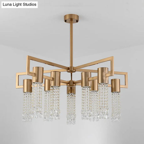 Modern 8/10 Bulb Led Gold Crystal Pendant Chandelier For Bedroom