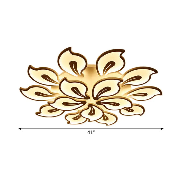 Modern Acrylic Bauhinia Flush Ceiling Light With Led 3/5/9-Light Fixture In Warm/White/Natural
