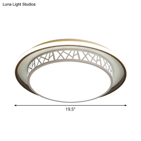 Modern Acrylic Bedroom Led Ceiling Lamp - Rounded Flush Mount Light With X - Line Side In