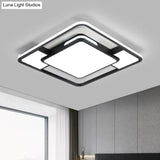 Modern Acrylic Black And White Led Flushmount For Bedroom - Square Ceiling Flush Mount Light