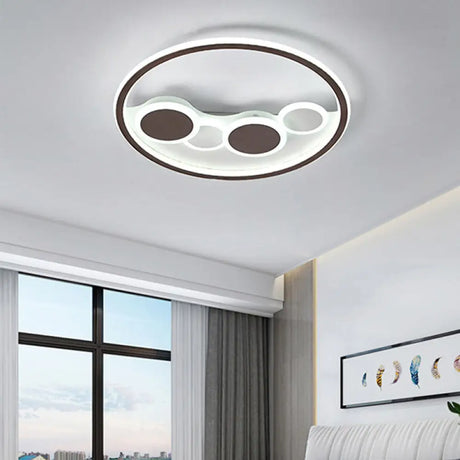 Modern Acrylic Black Led Flush Ceiling Light For Cloth Shop / 18.5’ White