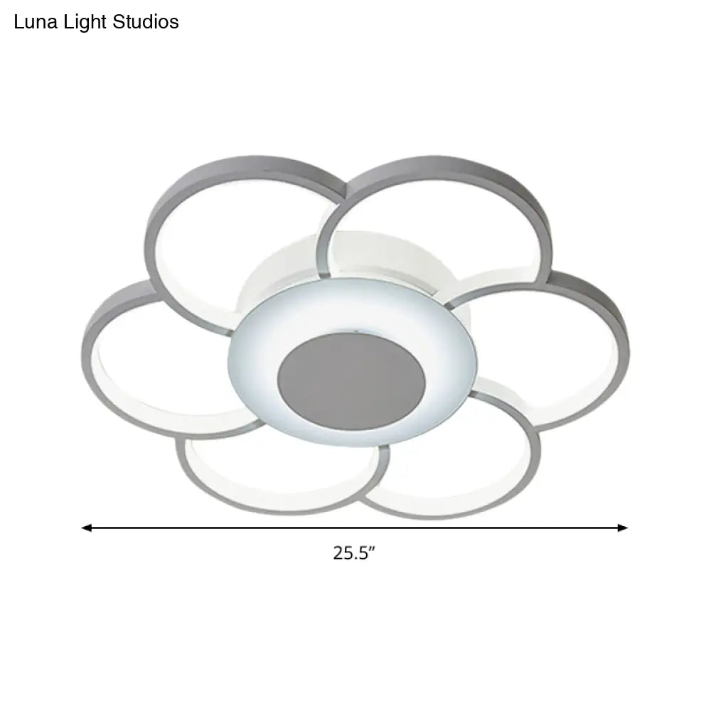 Modern Acrylic Blossom Led Ceiling Light In White For Kid’s Bedroom - Flush Mount Fixture