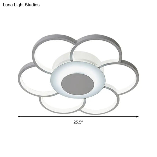 Modern Acrylic Blossom Led Ceiling Light In White For Kid’s Bedroom - Flush Mount Fixture