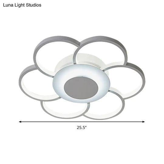 Modern Acrylic Blossom Led Ceiling Light In White For Kids Bedroom - Flush Mount Fixture