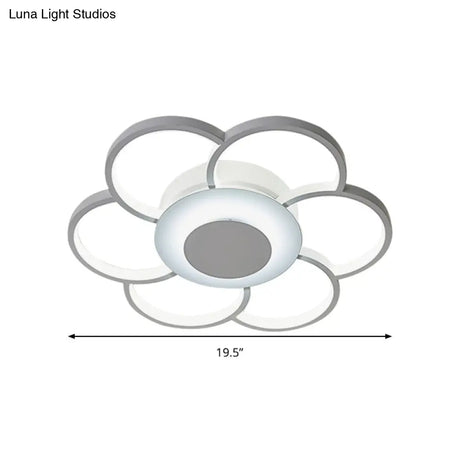 Modern Acrylic Blossom Led Ceiling Light In White For Kid’s Bedroom - Flush Mount Fixture