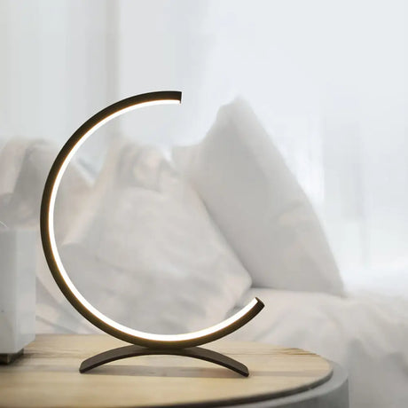 Modern Acrylic C-Shape Nightstand Lamp - Black/Gold Led Desk Light For Bedroom Black