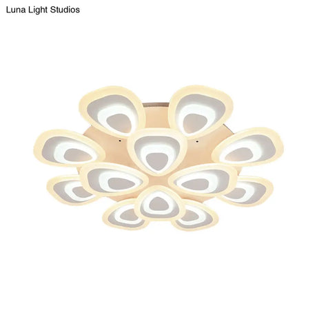 Modern Acrylic Ceiling Light Fixture - Peacock Tail Design Led Flush Mount Lamp With 3/5/9 Lights