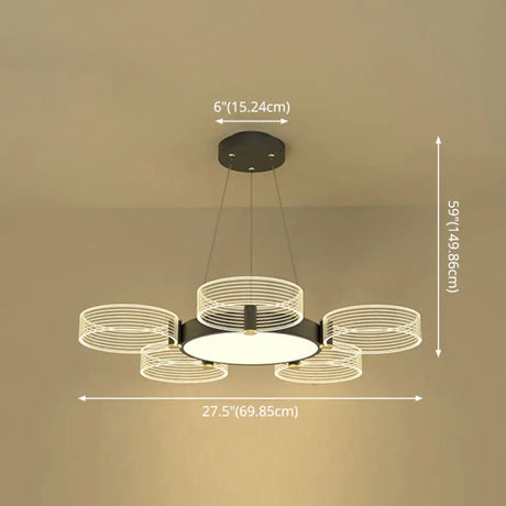 Modern Acrylic Circle Pendant Light For Living Room - Stylish Chandelier Ceiling Lighting
