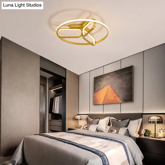 Modern Acrylic Circular Flush Light: 18/21.5 Wide Led Bedroom Ceiling Mount Lamp In Black/White/Gold