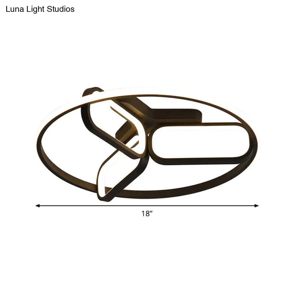Modern Acrylic Circular Flush Light: 18/21.5 Wide Led Bedroom Ceiling Mount Lamp In Black/White/Gold
