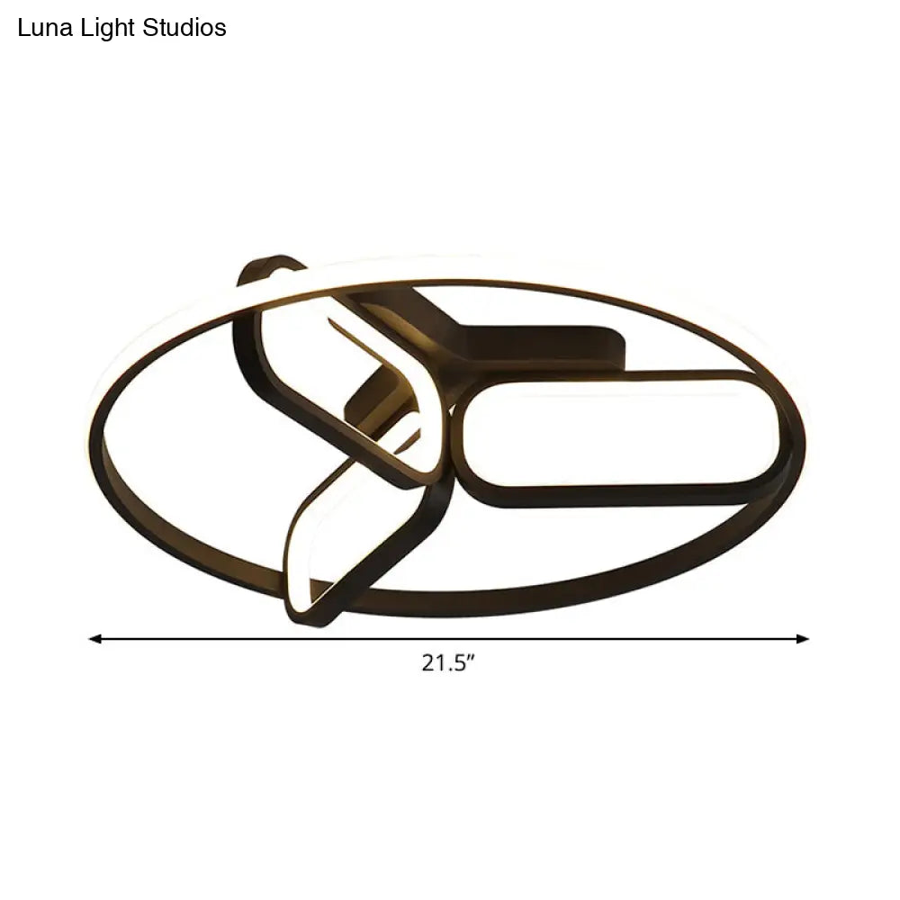 Modern Acrylic Circular Flush Light: 18/21.5 Wide Led Bedroom Ceiling Mount Lamp In Black/White/Gold