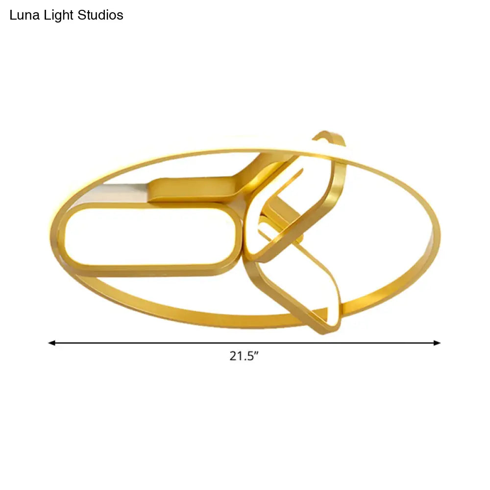 Modern Acrylic Circular Flush Light: 18/21.5 Wide Led Bedroom Ceiling Mount Lamp In Black/White/Gold