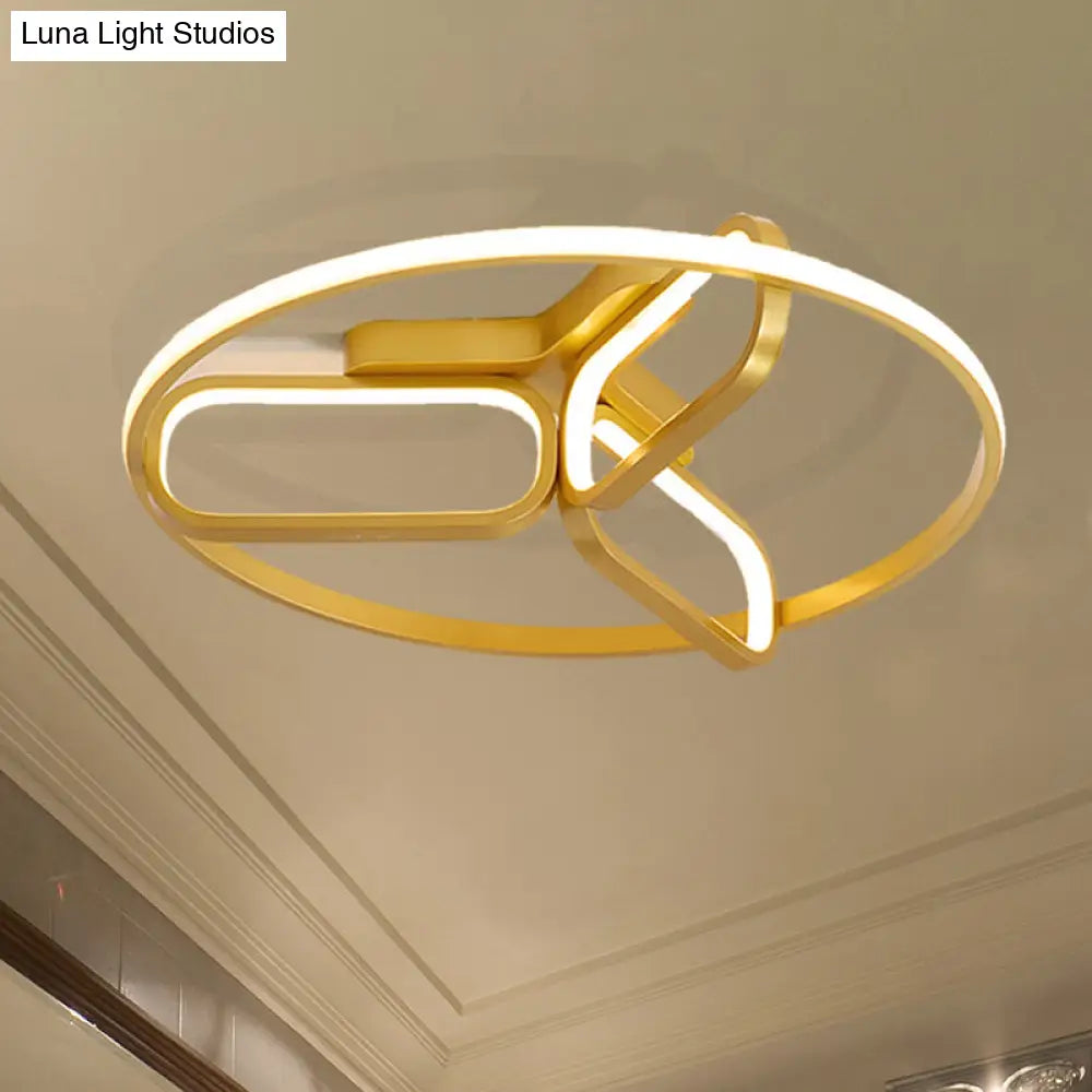 Modern Acrylic Circular Flush Light: 18/21.5 Wide Led Bedroom Ceiling Mount Lamp In Black/White/Gold