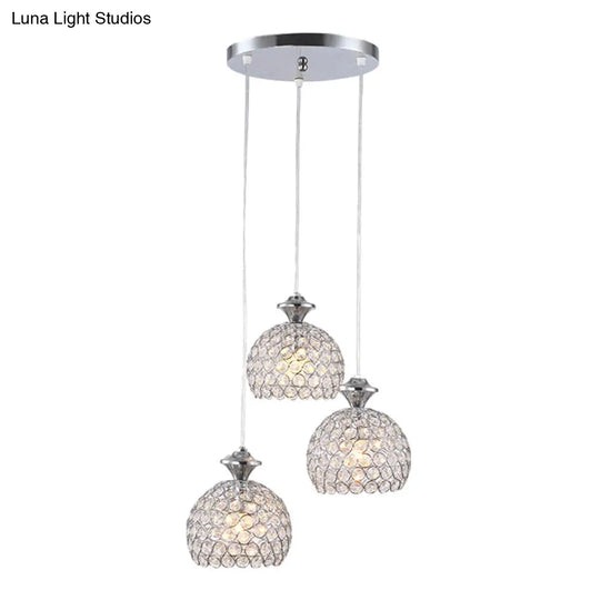 Modern Chrome Cluster Shade Pendant: Acrylic 3-Light Suspension For Dining Room