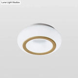 Modern Acrylic Donut Shaped Ceiling Lamp With Integrated Led And Wood Grain Finish