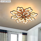 Modern Acrylic Floral Ceiling Mount Light Fixture - Coffee Finish 12/15 Lights Warm/White/3 Color