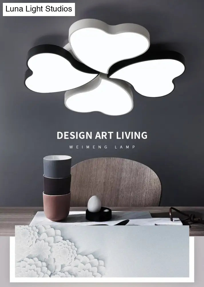Modern Acrylic Flower Flush Mount Led Ceiling Light Fixture Simplicity In White