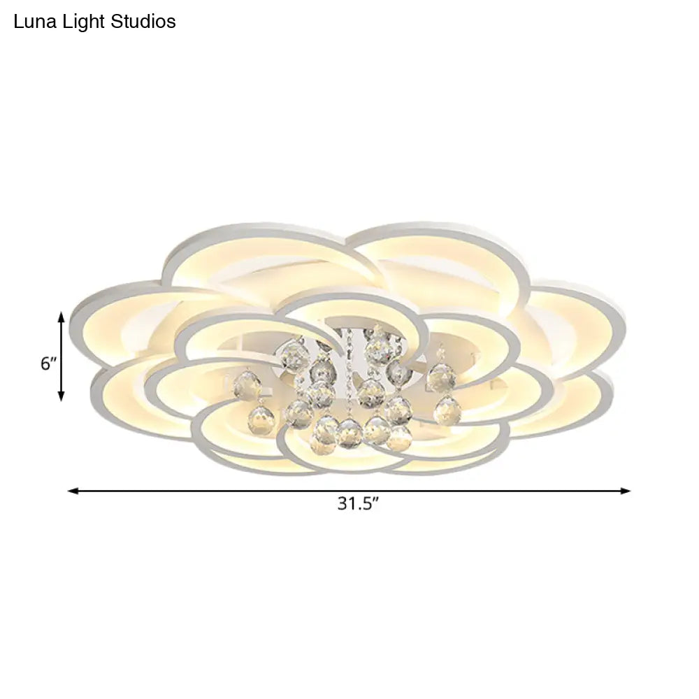 Modern Acrylic Flower Led Ceiling Light - Warm/White 20.5’/27’/31.5’ Wide For Living Room