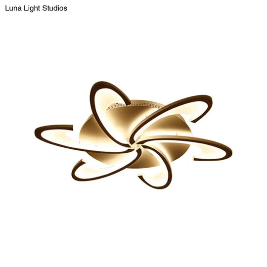 Modern Acrylic Flower Semi Flush Mount Lamp - 6/12-Head Warm/White Light White Ceiling Lighting For