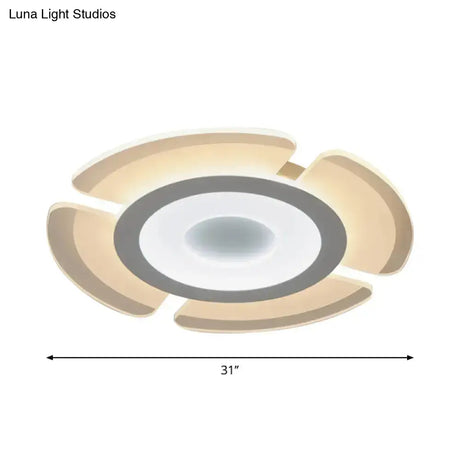 Modern Acrylic Floweret Flushmount Ceiling Light In White - Ultrathin Led Lighting For Bedroom