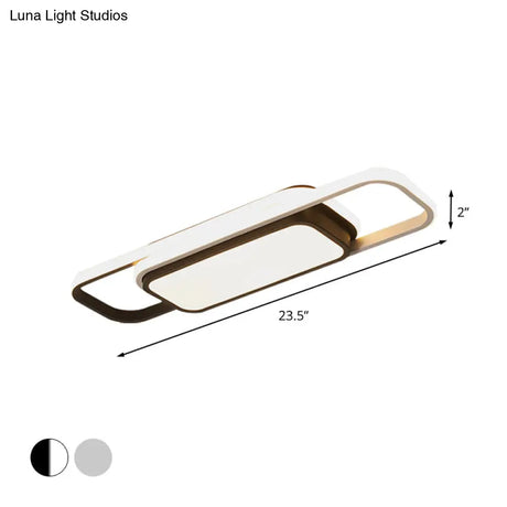 Modern Acrylic Flush Light Fixture - Grey/Black & White Led Flushmount (16’/23.5’) Warm/White