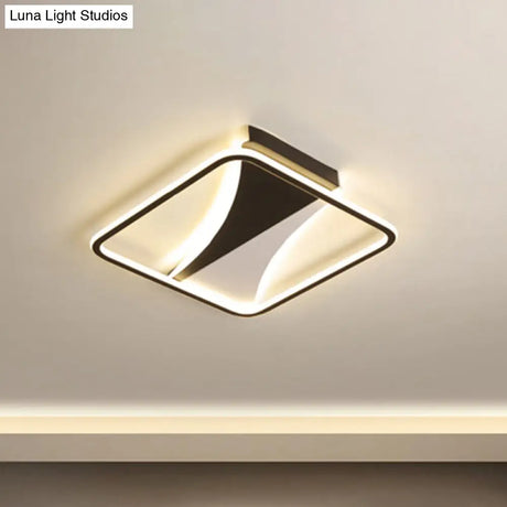 Modern Acrylic Flush Light For Bedroom - Square/Rectangular Ceiling Lighting In Black/White